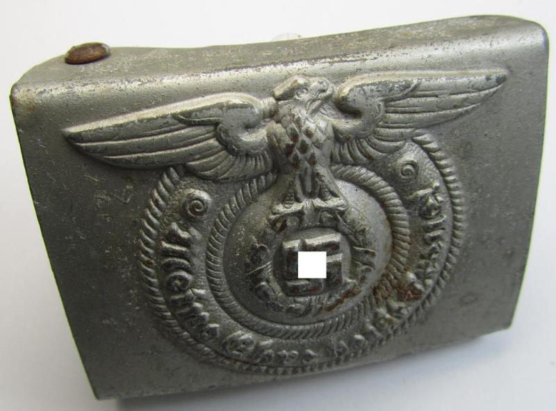 Superb, Waffen-SS enlisted-mens'- (ie. NCO-type-) belt-buckle (being a typical, unmarked: 'Overhoff & Cie'-example) that comes in an issued- and only minimally used- ie. worn, condition