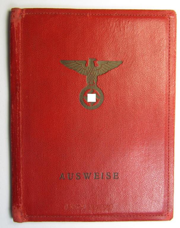 Neat, early-period- and/or bright-red-coloured- and/or simulated-leather-based so-called protective-cover (ie. 'Hülle') as was intended for storage of (amongst others) an: 'N.S.D.A.P.-Parteibuch' (or: party-members'-pay-book)