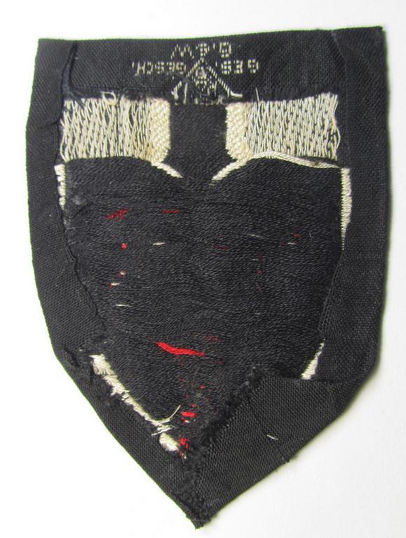 Attractive - and moderately used ie worn! - 'BeVo'-woven, EM- (ie. NCOs'-) pattern, RAD (ie. 'Reichsarbeitsdienst') sleeve-badge (or: 'Dienststellenabzeichen') bearing the specialist- (ie. unit-) designation: 'T.S 2' (ie. 'Truppführerschule 2')