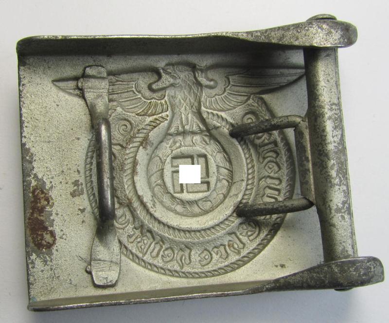 Superb, Waffen-SS enlisted-mens'- (ie. NCO-type-) belt-buckle (being a typical, unmarked: 'Overhoff & Cie'-example) that comes in an issued- and only minimally used- ie. worn, condition