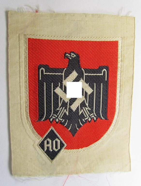 Superb example of a neatly machine- (ie. 'BeVo'-) woven NSRL- (ie. 'NS Reichsbund für Leibesübungen'-related sports'-tunic-patch as was specifically intended for usage by member witin the AO- (or: 'Ausland Organisation')
