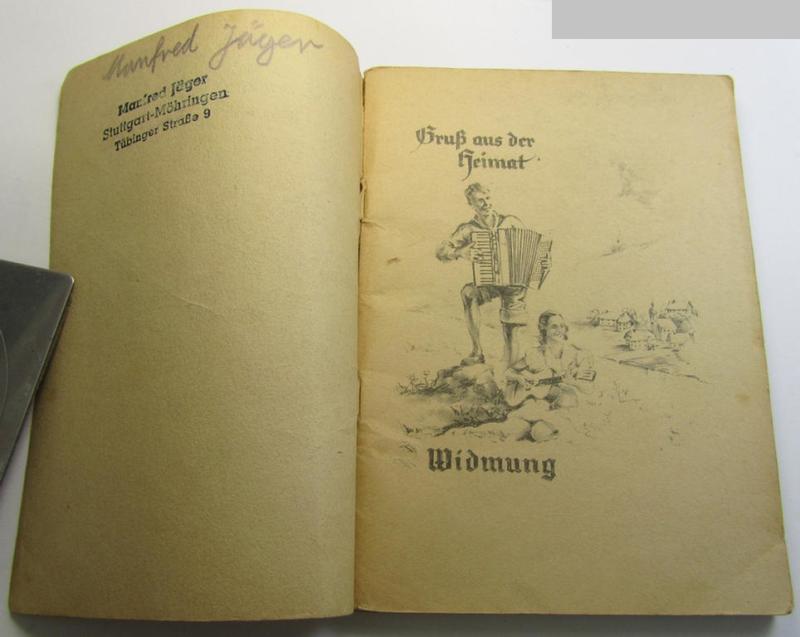 Interesting, TR-era- (ie. 'Deutsche Wehrmacht'-) related harmonica-related music-booklet entitled: 'Du und deine Harmonika - Soldatenlieder' that comes in a moderately used but overall still nicely preserved, condition