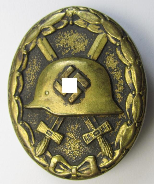 Scarcely seen - albeit non-maker-marked! - example of a black-class wound-badge (or: 'Verwundeten-Abzeichen in Schwarz') being an example of the 'chaotic-grass'-pattern as was produced by a to date unidentified maker