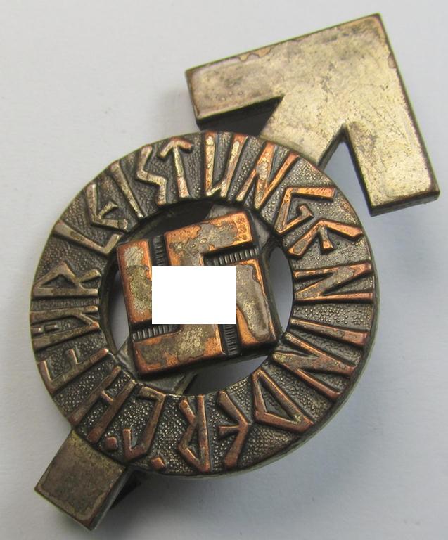 Attractive, HJ- (ie. 'Hitlerjugend'-) sports-badge (or: 'HJ-Leistungsrune') of the silver-class being a clearly maker- (ie. 'RzM - M1/34'-) marked- and/or: 'Cupal'-based specimen that shows an engraved (unique) bearers'-numeral ('53364')