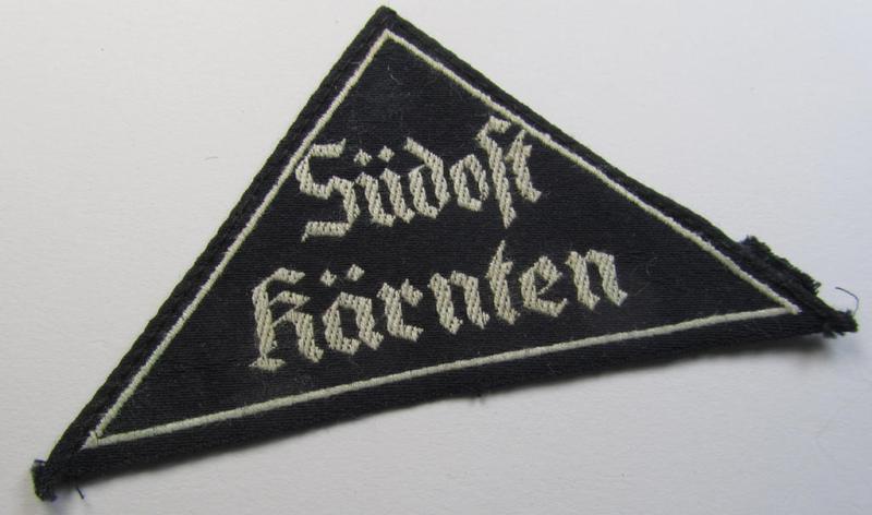 Attractive, 'HJ' ('Hitlerjugend') ie. 'BDM' ('Bund Deutscher Mädel') district-triangle (ie. 'Gebietsdreieck') entitled: 'Südost Kärnten'