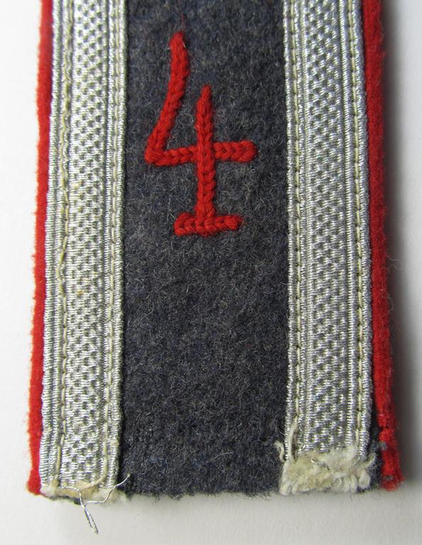 Attractive - albeit regrettably single! - WH (LW) 'cyphered', NCO-type shoulderstrap as piped in the bright-red-coloured branchcolour as intended for usage by an: 'Uffz.' who served within the: 'Flak-Artillerie-Abteilungs 34'