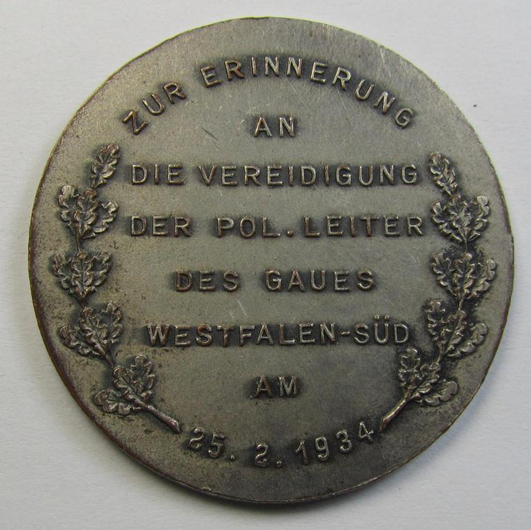 Neat 'Buntmetall'-based, WHW-related supporter plaque (ie. 'Erinnerungs- o. nichttragbare Auszeichnungsplakette') that shows a portrait of the: 'Reichskanzler' Adolf Hitler surrounded by the text: 'Meinem Führer - Unverbrüchliche Treue'