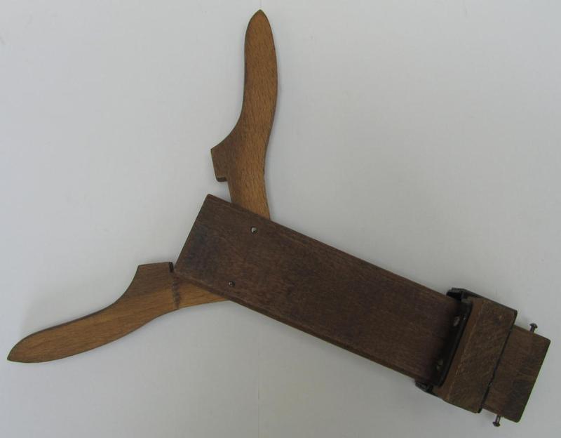 Interesting, 'Deutsche Wehrmacht' (ie. WWII-era-) wooden- and metal-based (partly foldable) boot-removing device aka: 'Stiefelknecht' being a nicely preserved and naturally still serviceable example