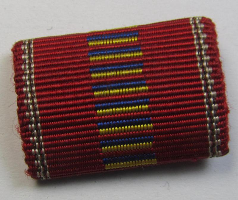 Neat, single-pieced, WH (Heeres etc.) medal-bar (ie. 'Feld- o. Bandspange') showing the ribbon for a: Romanian medal 'Kreuzzug gegen den Kommunismus'