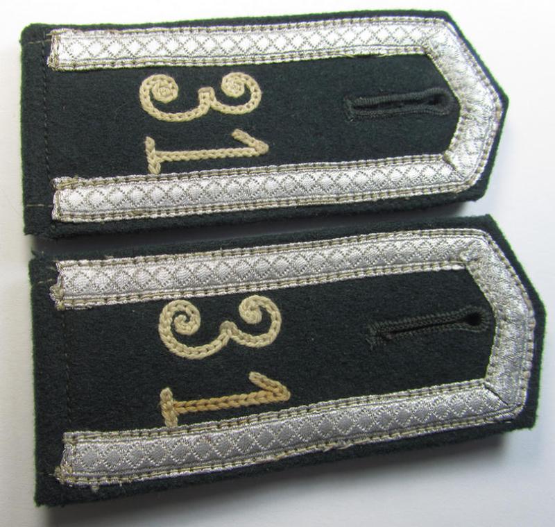Superb - and fully matching! - pair of WH (Heeres), early- (ie. pre-) war-period, 'M36'-pattern (pointed-styled- and neatly 'cyphered') so-called: NCO-type shoulderstraps, as was intended for an: 'Unteroffizier des Infanterie-Regiments 31'