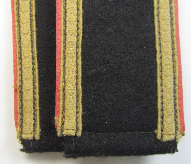 Superb - and fully matching! - pair of Waffen-SS NCO-type- (ie. 'tropical-styled') shoulderstraps as was intended for usage by an: 'Unterscharführer' who served within the: 'Waffen-SS Panzer-Truppen'