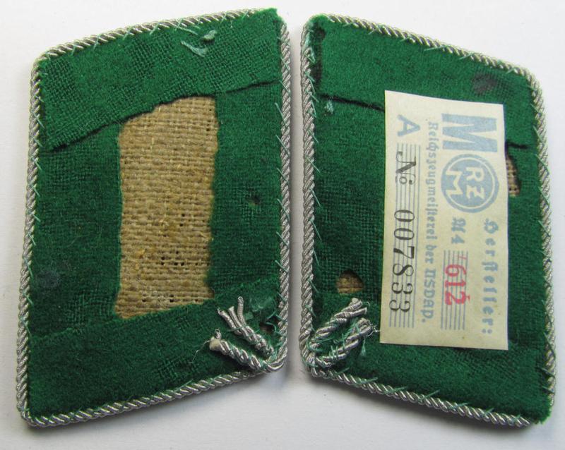 Superb - and fully matching! - pair of SA (ie. 'Sturmabteilungen') neatly hand-embroidered- and darker-green-coloured officers'-type collar-tabs (ie. 'Kragenspiegel') as was intended for an: 'SA-Standartenführer'
