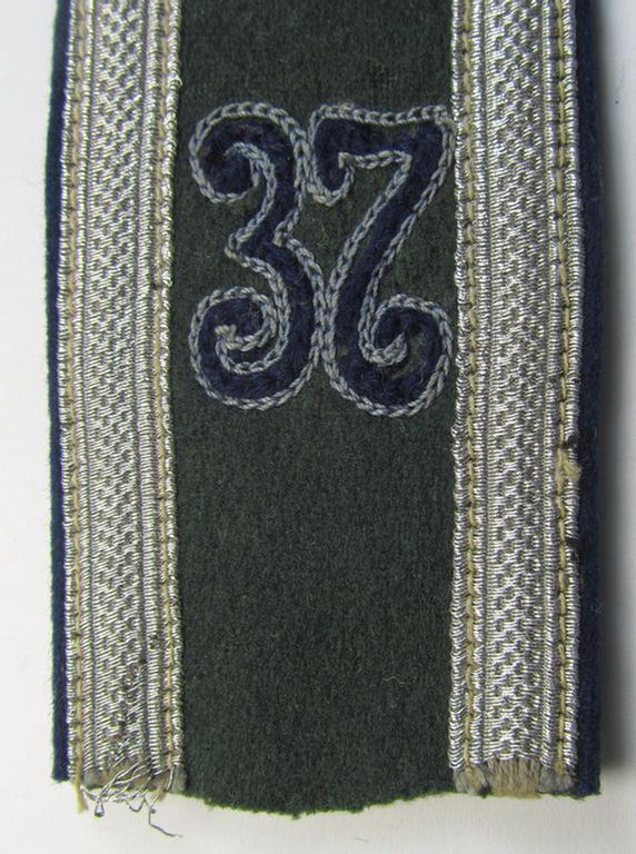 Attractive - albeit regrettably single - WH (Heeres), neatly 'cyphered' and early- (ie. pre-war-) period- (ie. 'M36'- ie. 'M40'-pattern) NCO-type shoulderstrap as was intended for usage by an: 'Unteroffizier des Sanitäts-Abts. 37'