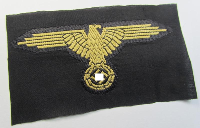 Mid- (ie. later-war-) pattern, 'SS' (ie. 'Waffen-SS') so-called: 'BeVo-weave-style', enlisted-mens'- (ie. NCO-pattern) tropical-styled arm-eagle (ie. 'Tropen-Ärmeladler für Mannschaften u. Unteroffiziere der Waffen-SS')