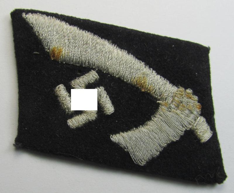 Neat, Waffen-SS, so-called: 'RzM-styled', enlisted-mens'- ie. NCO-type collar-tab as was specifically intended for usage by soldiers (ie. NCOs) of the: '13. Waffen-Gebirgs-Division der SS 