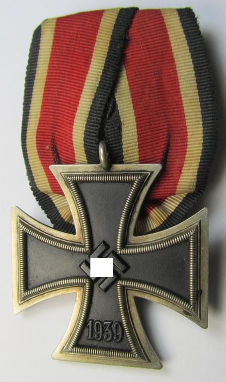 Superb, Iron Cross 2nd class (or: 'Eisernes Kreuz 2. Klasse') being a nicely preserved example (as was - I deem - produced by the maker ie. 'Hersteller' named: 'Beck, Hassinger & Co.') and that comes mounted as a so-called: 'Einzelspange'