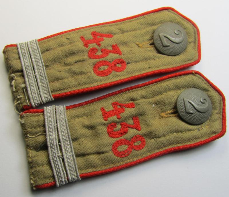 Attractive - and fully matching! - pair of early-pattern, so-called: 'Allgemeine-HJ' (ie. 'Hitlerjugend') shoulderstraps as was intended for usage by an: 'Oberrottenführer' who was attached to the: 'Bann 438' (Bann 438 = Bann Hellenstein)