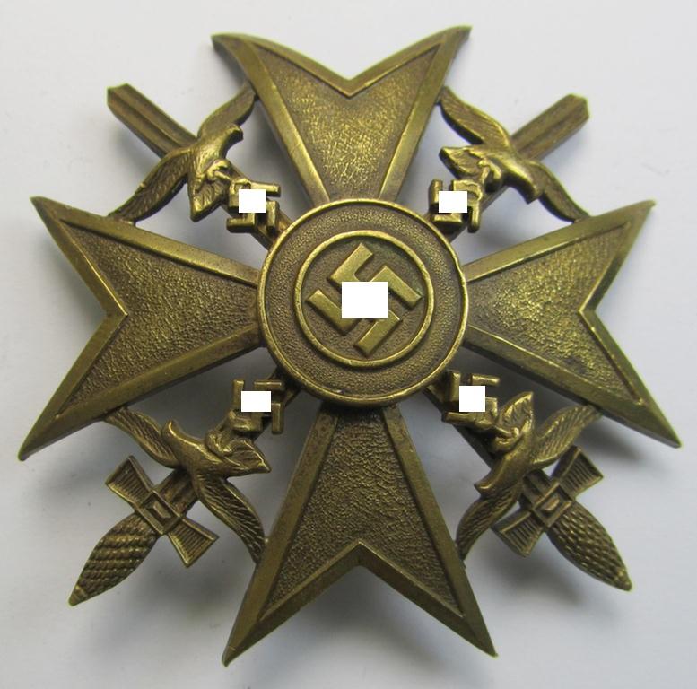 Superb - and truly scarcely encountered! - 'Spanienkreuz mit Schwerten in Bronze' being a clearly maker- (ie. 'L/15'-) marked example that was produced by the desirable maker (ie. 'Hersteller') 'Otto Schickle' and that comes as recently found