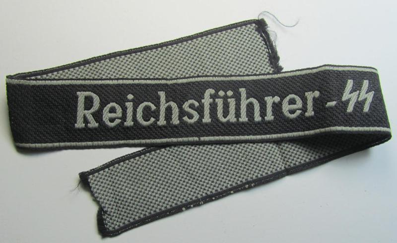 Superb, Waffen-SS 1943/44-pattern cuff-title (ie. 'Ärmelstreifen') as was intended for a member serving within the: 16. SS-Panzer-Grenadier-Division 'Reichsführer SS'