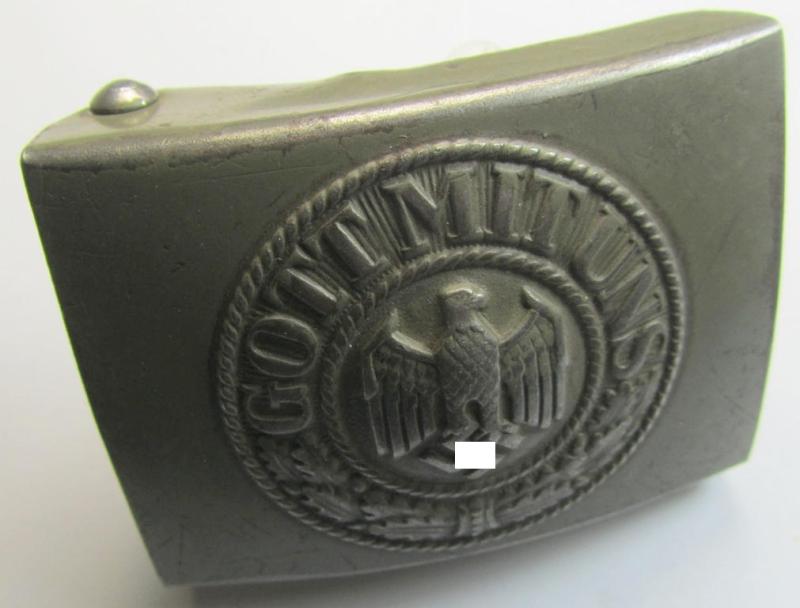 WH (Heeres) 'standard-pattern' belt-buckle (ie. 'Koppelschloss für Uffz. u. Mannschaften des Heeres') being a typical non-maker-marked- and/or typical field-grey-coloured example that comes in a moderately used- ie. worn, condition
