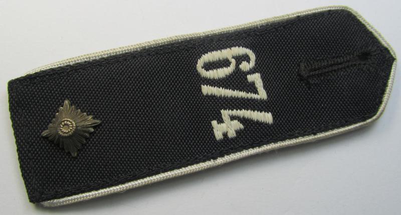 Single - and with certainty rarely found! - white-piped, so-called: 'Reiter-HJ' (ie. 'HJ-Streifendienst') shoulderstrap as was intended for usage by a: 'HJ-Kameradschaftsführer' who was attached to the: 'Bann 674' (= Bann Malmedy)