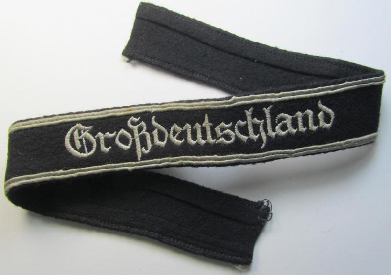 Stunning example of a WH (Heeres) cuff-title ie. armband (ie. 'Ärmelstreifen') entitled: 'Grossdeutschland' (being a neatly machine-embroidered example of the very rare 'type A'- ie. 5th pattern that was specifically intended for EM- ie. NCO-usage)