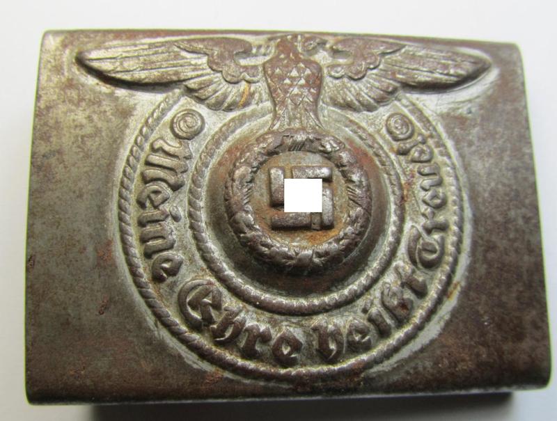 Attractive, Waffen-SS, enlisted-mens'- (ie. NCO-type-) belt-buckle (being a typical 'RzM - 155/40 - SS'-marked and thus by: 'Assmann'-produced example) that comes in a clearly used- ie. worn, condition