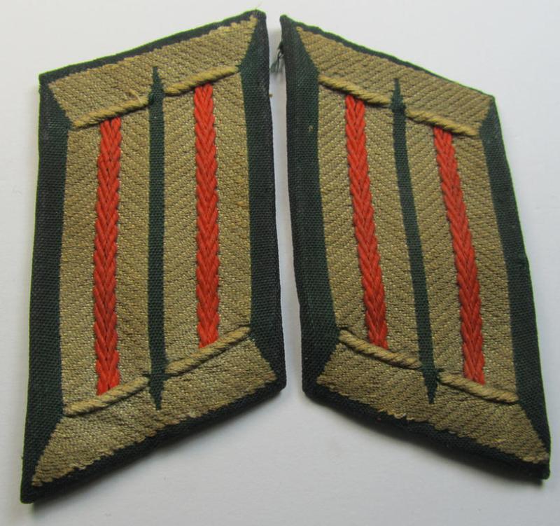 Superb - and rarely found! - pair of WH (Heeres) officers'-type collar-tabs (ie. 'Kragenspiegel für Offiziere') as executed in the 'BeVo'-weave pattern as intended for an officer who served within an: 'Feldgendarmerie-Abteilungs o. Akademie'