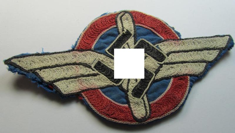 Attractive, early- (ie. most certainly pre-war-) period so-called: 'Deutsches Luftsport Verband'- (ie. DLV-) related- and/or machine-embroidered, sportshirt-patch as was worn to signify membership within this TR-period airforce-related organisation