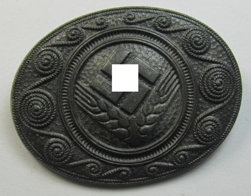 Neat, 'Reichsarbeitsdienst der weiblichen Jugend' (or: RADwJ ie.: Womens' Labour Service) so-called: 'Erinnerungsbrosche' (or: commemorative-brooch) being a maker-marked example as was executed in greyish-toned, zinc-based metal