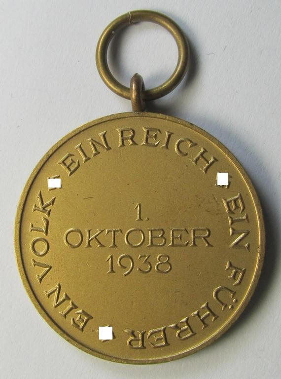WH Czech occupation-medal: '1 October 1938' and accompanying (long-sized- and non-confectioned) ribbon (ie. 'Bandabschnitt') and that comes as recently found