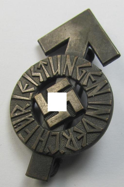 Attractive, HJ (ie. 'Hitlerjugend') sports-badge (or: 'HJ Leistungsrune') being a 'Buntmetall'-based example of the silver-class, being a maker- (ie. 'RzM - M 1/63'-) marked specimen (that is additionally marked with a 'B'-designation)
