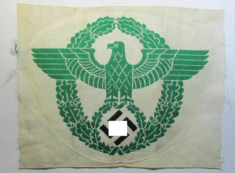 Attractive - and fairly scarcely encountered! - (larger-sized!) police (ie. 'Polizei') 'off-white'-coloured- and/or linnen-based sports'-shirt-eagle as executed in the neat 'BeVo'-weave pattern