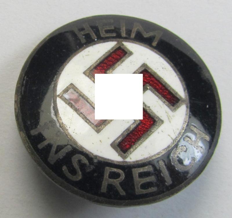 Attractive, multi-coloured enamelled- and nicely preserved! - membership-pin- ie. party-badge (or: 'Parteiabzeichen') denoting membership within the: 'Volksdeutsche Bewegung Luxemburg' (o. 'VDB') being a neatly maker- (ie. 'J.B.'-) marked example