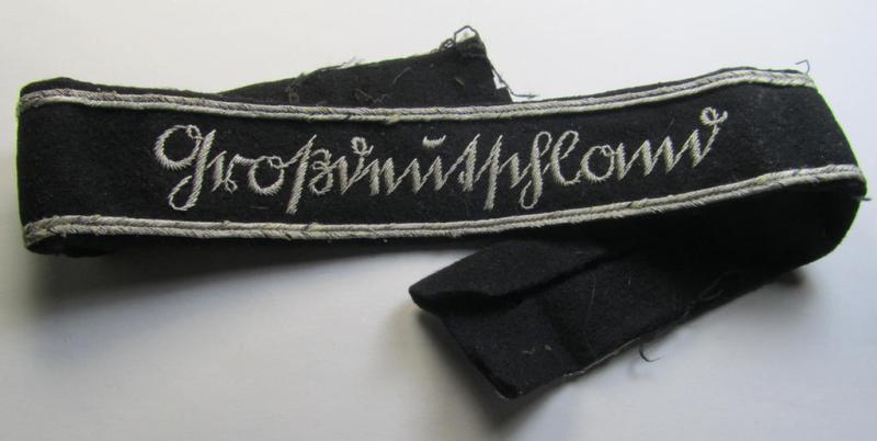 Stunning - and truly worn! - example of a WH (Heeres) cuff-title ie. armband (ie. 'Ärmelstreifen') entitled: 'Grossdeutschland' (being a neatly hand-embroidered, 'standard-issue'-pattern example that was specifically intended for officers'-usage)