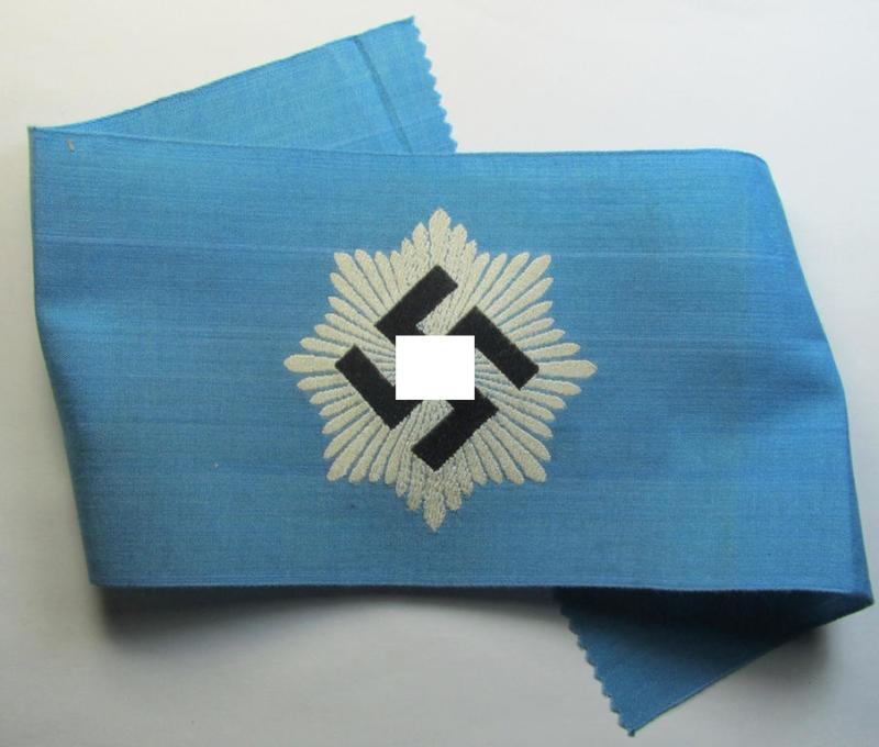 Superb, light-blue-coloured, so-called: RLB (or: 'Reichsluftschutzbund') 'Amtsträger'-armband depicting the typical 'RLB'-logo (without lettering) and that is void of an interwoven makers'-designation