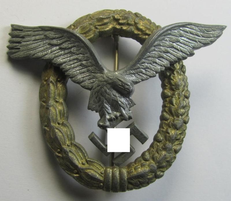 Superb, WH (Luftwaffe) so-called: 'Gemeinsames Flugzeugführer- u. Beobachterabzeichen' (aka: 'Doppelabzeichen') as produced by the: 'Friedrich Linden'- (ie. 'F.L.L.-') company and that comes in a fully untouched condition