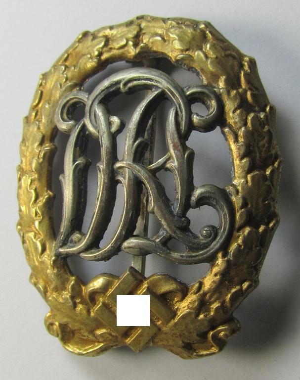 Attractive, 'Reichssportabzeichen DRL für Kriegsversehrten' (or: DRL sports'-badge as was specifically intended for the war-disabled) being an example that is nicely maker- (ie. 'Wernstein - Jena'-) marked on its back