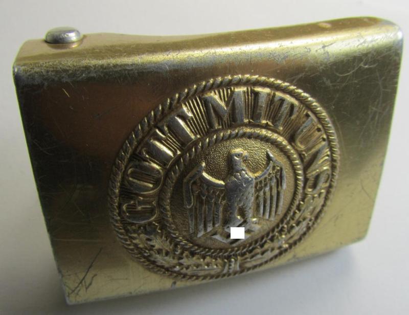 Superb, WH (Kriegsmarine) bright-golden-toned- and/or aluminium-based belt-buckle as was produced by the: 'R.S.& S.' (= 'Richard Sieper u. Söhne') company that comes in a wonderful- (ie. just moderately used- ie. worn-!), condition