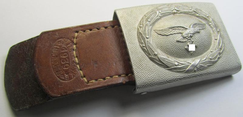 Superb, WH (Luftwaffe) bright-silver-toned- and/or aluminium-based belt-buckle as was produced by the: 'Dr. F.& Co.'- (= 'Dr. Franke & Co.'-) company in 1939 that comes in a wonderful- (ie. hardly used- nor worn-!), condition