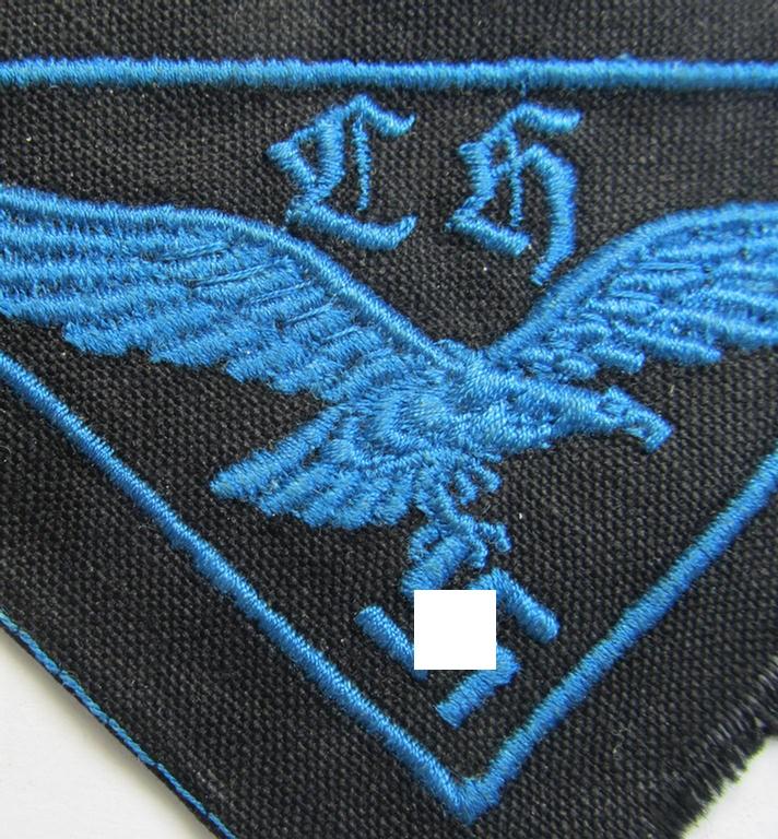 Neat, WH (Luftwaffe- ie. Hitlerjugend-) related, machine-embroidered breast-badge (ie. eagle-device) as was specifically intended for usage by a: 'Flakhelfer' (ie. later-war-period, youthfull, anti-aircraft staff-member)