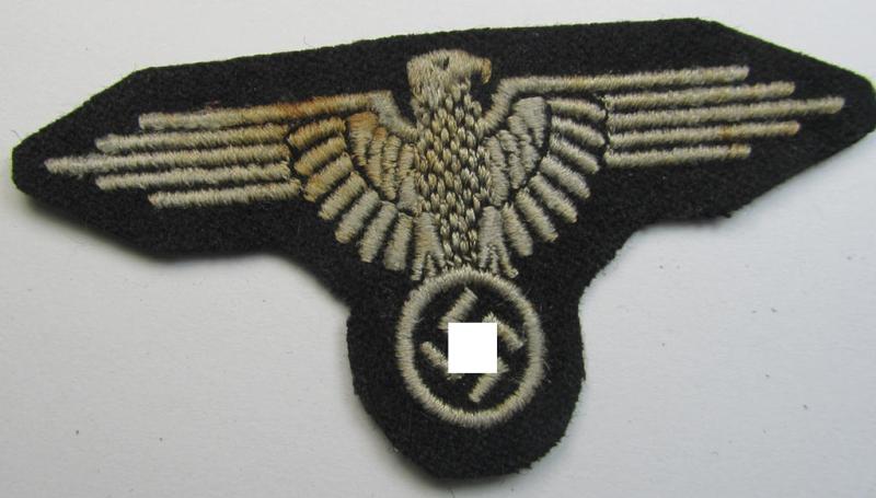 Attractive example of a mid- (ie. later-war-) pattern, 'SS' (ie. 'Waffen-SS') so-called: 'RzM-style' enlisted-mens'-/ie. NCO-pattern arm-eagle as was intended for usage by the various Waffen-SS troops throughout the war