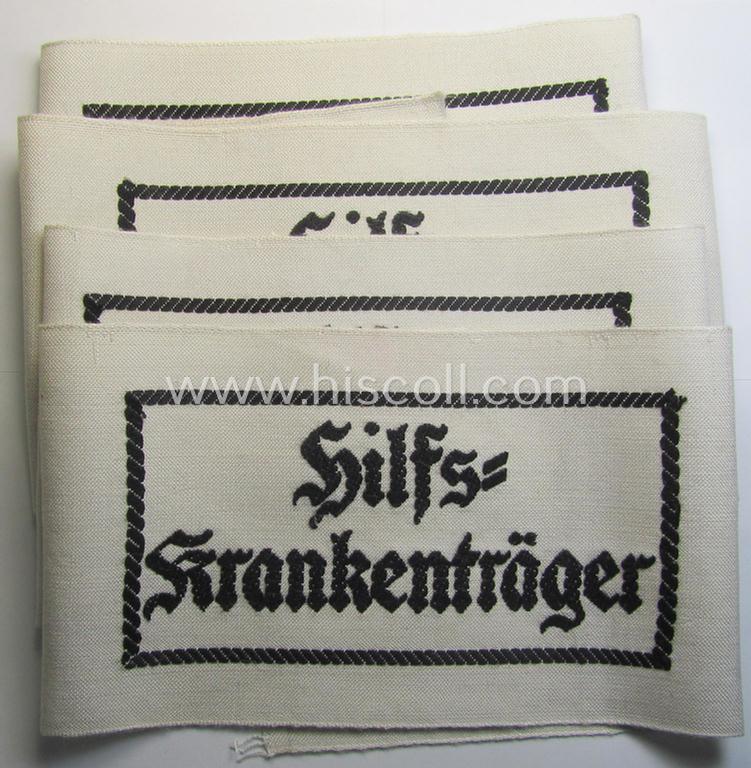 Superb, white-coloured- and/or linnen-based WH (Heeres) armband (ie. 'Armbinde') as was intended for WH (Heeres) staff-members working as: 'Hilfs-Krankenträger' and that comes in a 'virtually mint- ie. unissued'-, condition