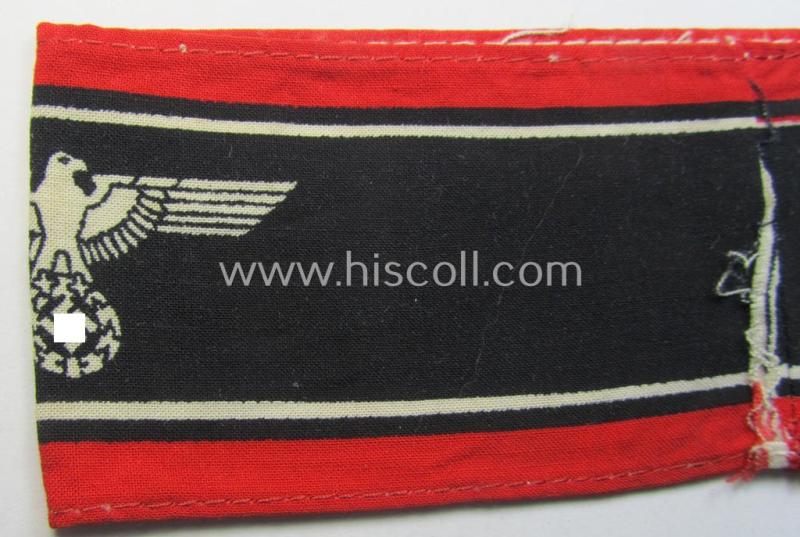 Superb, printed- and/or later-war-period, bright-red- and/or black-coloured so-called: 'Deutscher Volkssturm'-armband (ie. 'Armbinde') that comes in an overall very nice- (I deem hardly used- nor worn- ie. 'virtually mint'-), condition