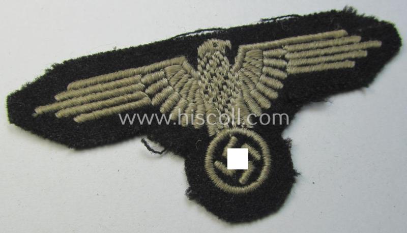 Superb example of a mid- (ie. later-war-) pattern, 'SS' (ie. 'Waffen-SS') so-called: 'RzM-style' enlisted-mens'-/ie. NCO-pattern arm-eagle as was intended for usage by the various Waffen-SS troops throughout the war