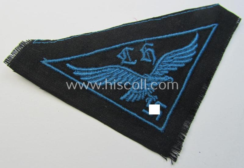 Neat, WH (Luftwaffe- ie. Hitlerjugend-) related, machine-embroidered breast-badge (ie. eagle-device) as was specifically intended for usage by a: 'Flakhelfer' (ie. later-war-period, youthfull, anti-aircraft staff-member)
