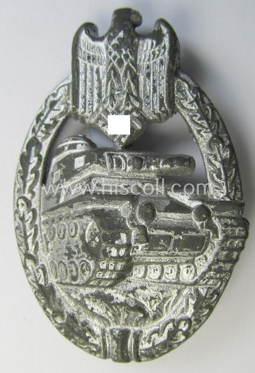 Attractive, 'Panzerkampfabzeichen in Silber' (or: silver-class panzer assault badge or PAB) being a zinc- (ie. 'Feinzink'-) version (of the so-called: 'hollow-zinc, Type D'-variant) as was procuced by the: 'Wilhelm Deumer'-company