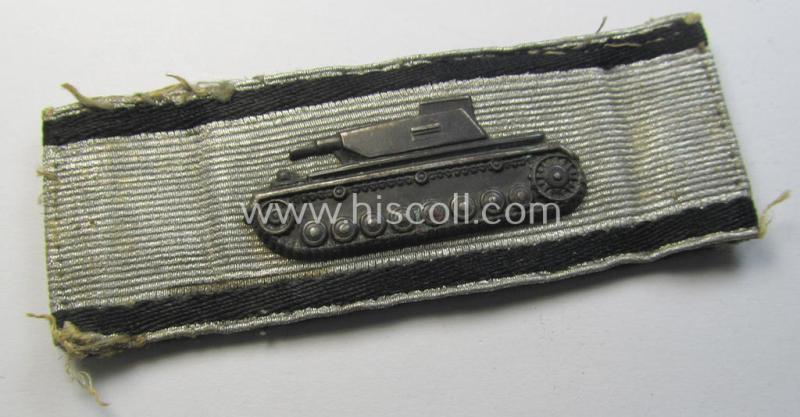 Superb, 'Sonderabzeichen für das Niederkämpfen von Panzerkampfwagen usw. durch Einzelkämpfer in Silber' (ie. tank-destruction badge ie. TDB in silver) that comes in an overall very nice- (albeit clearly worn and/or tunic-removed-), condition