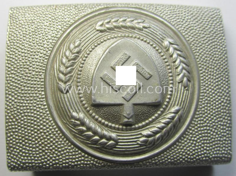 Attractive, aluminium-based so-called: 'Reichsarbeitsdienst'- (ie. RAD-) EM- (ie. NCO-) type belt-buckle being a very detailed- (and truly not that often seen 'two-pieced'-) example that is totally void of a makers'-designation