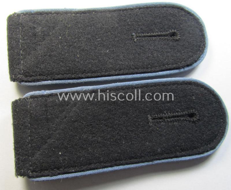 Attractive - and/or fully matching! - pair of Waffen-SS, enlisted-mens'-type shoulderstraps as piped in the light-blue-coloured branchcolour as was intended for usage by a soldier who served within the: 'Waffen-SS Nachschub-Truppen'